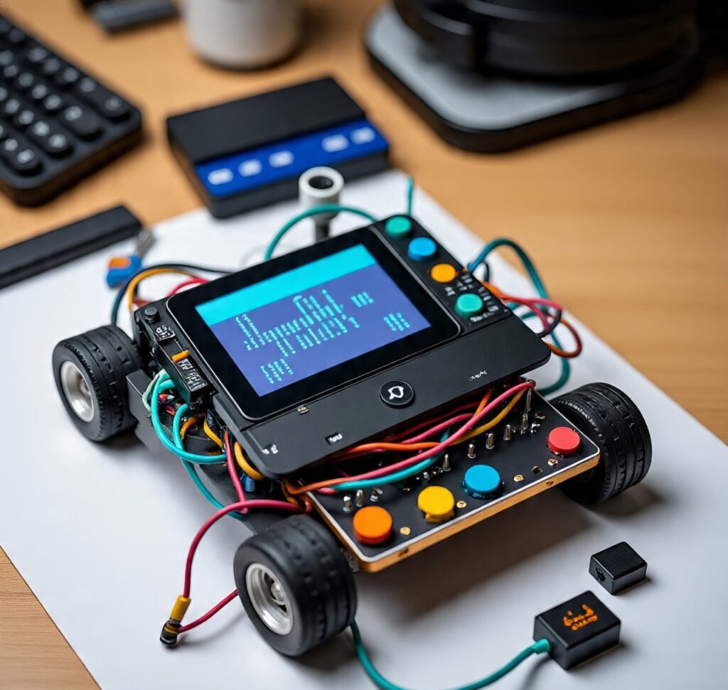 Raspberry Pi robot project with sensors and breadboard
