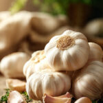 Fresh garlic bulbs with health benefits of garlic
